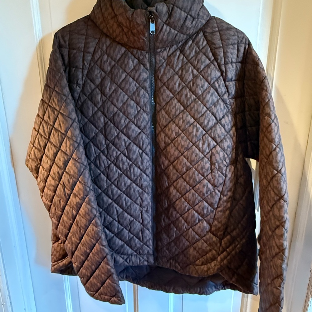 Athleta Brown Quilted Zip-Front Jacket